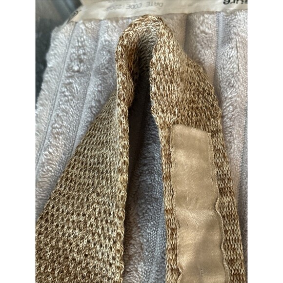 Vintage Chaps Ralph Lauren Men’s Necktie Tan/Brown Knit Neiman Marcus - Picture 8 of 16